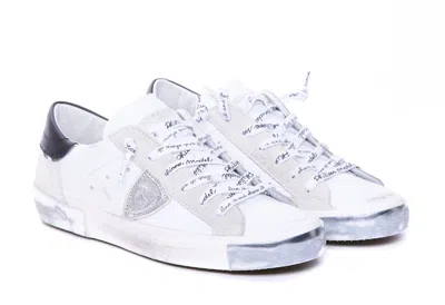 Philippe Model Prsx Low Sneakers In White Leather In White