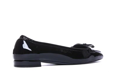 Stuart Weitzman Tully Leather Bow Ballerina Loafers In Black