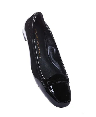 Stuart Weitzman Tully Leather Bow Ballerina Loafers In Black
