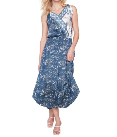 Charlie B Printed Front Overlap Satin Dress In Paisley In Multi