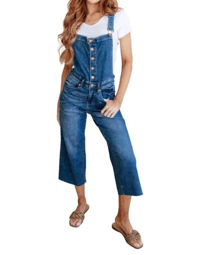 JUDY BLUE HIGH RISE CROP WIDE LEG DENIM OVERALLS IN DARK WASH 