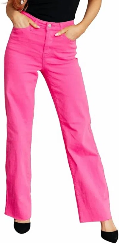 Judy Blue The Karlie High-rise Garment Dyed 90's Straight Jean In Hot Pink In Pink