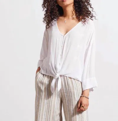 Tribal Pull On Flowy Crop Pant In French Oak In White