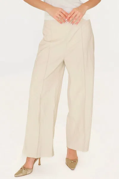 Another Love Sparkle Wide Leg Vegan Leather Pants In Bone In Beige