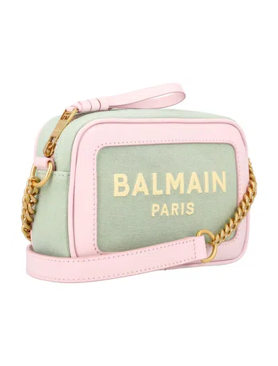 Balmain Chic Mini Camera Bag With Gold-tone Chain In Turquoise
