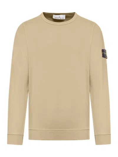 Shop Stone Island Sweatshirt In Cotton In Nude & Neutrals