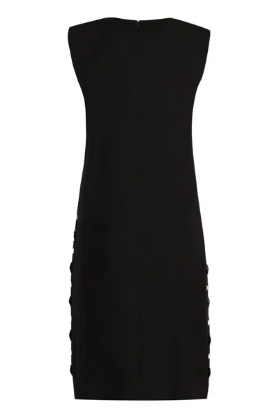 Max Mara Embroidered Cady Boxy Dress In Black