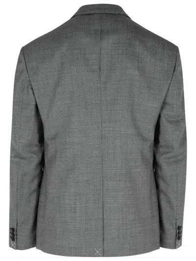 Versace Formal Jacket Micro Pattern Wool Fabric In Grey