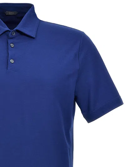 Shop Zanone Ice Cotton Polo Shirt In Blue