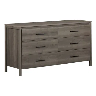 Quikfurn Modern Grey 6 Drawer Double Dresser