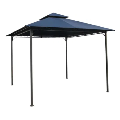 Quikfurn 10ft X 10ft Outdoor Garden Gazebo With Iron Frame And Navy Blue Canopy