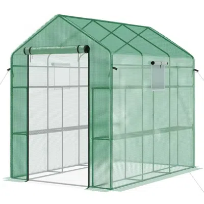 Quikfurn 7 Ft X 4.7 Ft Oudoor Greenhouse With Steel Frame And Green Pe Cover