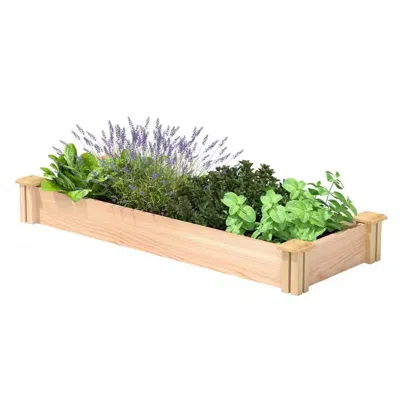 Quikfurn Unfinished Cedar Wood Raised Garden Bed Planter 4-ft X 16-inch - Made In Usa