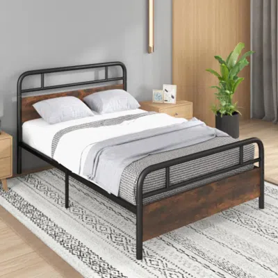 Hivvago Twin/full/queen Size Bed Frame With Industrial Headboard-queen Size