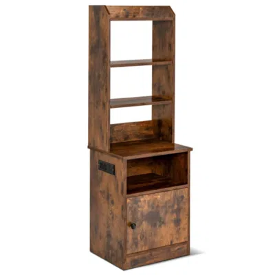Hivvago 6-tier Bookshelf With Charging Station And Cabinet