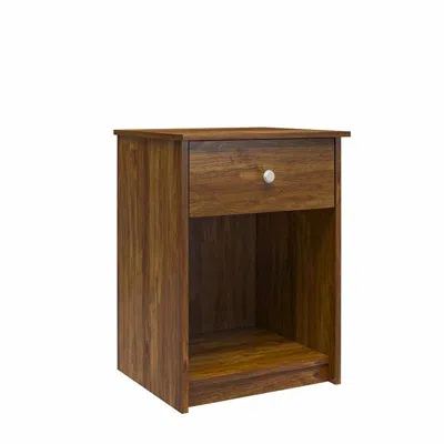 Quikfurn Rusic Brown Oak Farmhouse 1-drawer Bedroom Nighstand With Open Shelf
