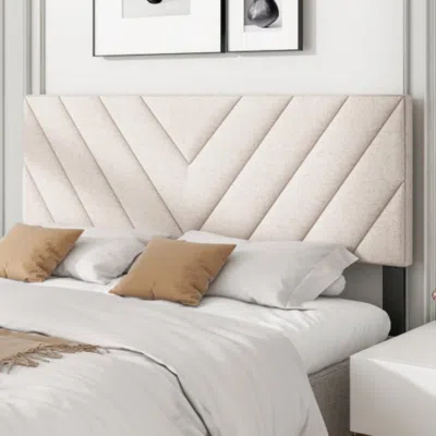 Hivvago Linen Upholstered Headboard For Full And Queen Size Bed Frames-beige