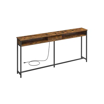 Breebe 70 Inch Console Table With Outlet And Shelves