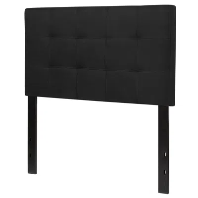 Quikfurn Twin Size Modern Black Fabric Box-stitch Upholstered Headboard
