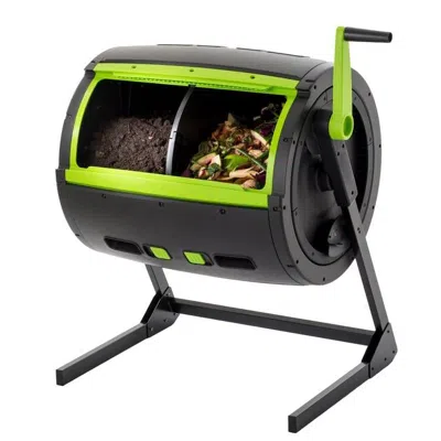 Quikfurn Rotating 65-gallon Compost Bin Tumbler With 2 Compartments