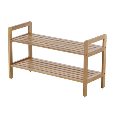 Quikfurn Modern Bamboo 2-shelf Shoe Rack - Holds Up To 8-pair Of Shoes