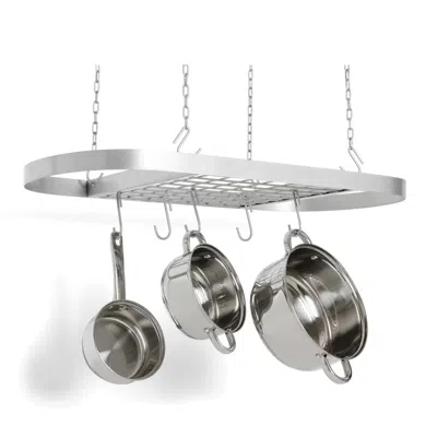 Quikfurn Heavy Duty Carbon Steel Ceiling Mount Kitchen Pot Rack With 16 Hanging Hooks