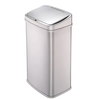 Quikfurn Silver 13-gallon Stainless Steel Kitchen Trash Can With Motion Sensor Lid