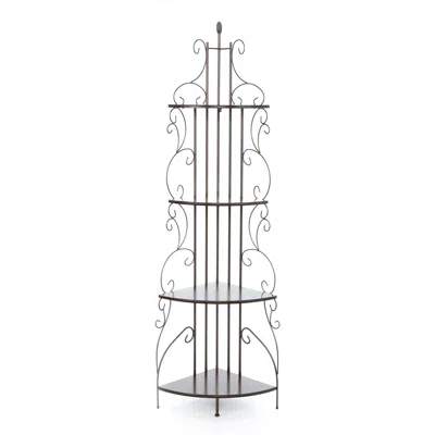 Quikfurn Ornate 4-tier Metal Corner Bakers Rack Kitchen Dining Shelf
