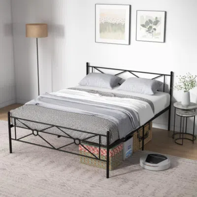 Hivvago Full/queen Size Metal Platform Bed Frame With Headboard And Footboard-queen Size