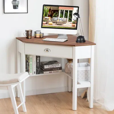 Hivvago Corner Wooden Piece Laptop Computer Desk-natural