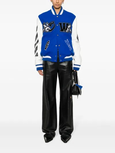 Off-white Women's Blue/white Wool Blend Dress | Size 42 | Owek006s24 Color Fab0024601 In Blue