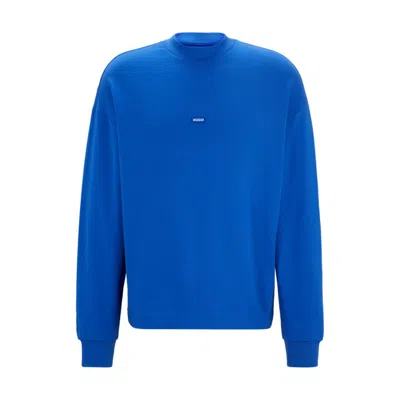 HUGO BOSS COTTON-TERRY SWEATSHIRT WITH BLUE LOGO LABEL 