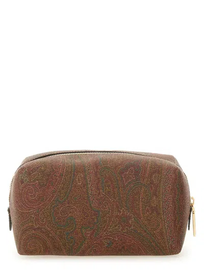 Shop Etro Paisley Pouch In Brown