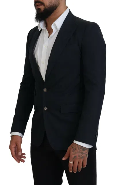Dolce & Gabbana Black Single Breasted Formal Wool Blazer In Black