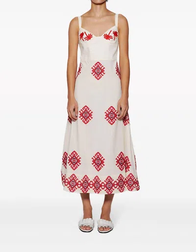 Johanna Ortiz + Net Sustain God Enkai Embroidered Cotton-poplin Midi Dress In White