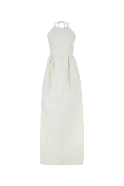 Max Mara Europa Open-back Pleated Cotton-canvas Maxi Dress In Multicolor
