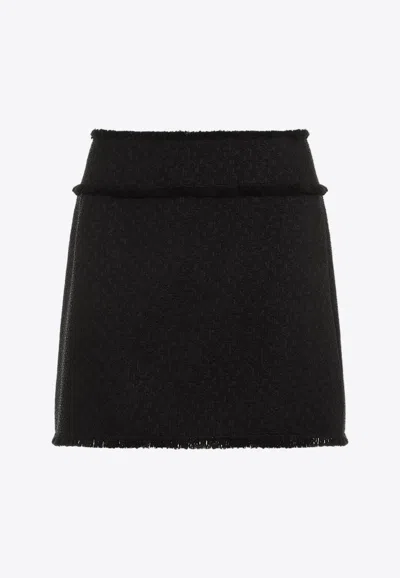 Dolce & Gabbana Wool-blend Tweed Miniskirt In Black