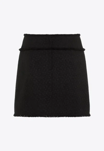 Dolce & Gabbana Wool-blend Tweed Miniskirt In Black