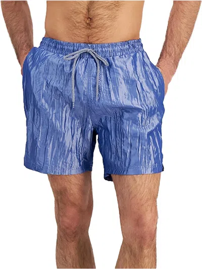 Inc Mens Ribbed Polyester Swim Trunks In Blue