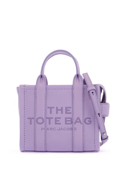 Shop Marc Jacobs The Leather Mini Tote Bag In Purple