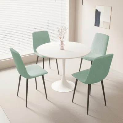Simplie Fun White Round Dining Table Set With 4 Chairs