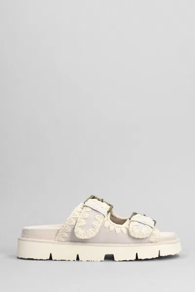 Mou Low Bio Flats In Grey Suede In Grey