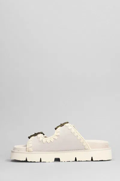 Mou Low Bio Flats In Grey Suede In Grey