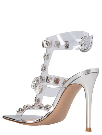 Gianvito Rossi Glass Sandals In Silver