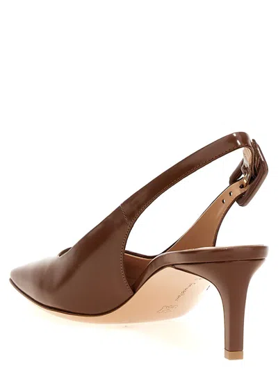 Gianvito Rossi 'ric' Kitten Heel Slingbacks In Brown