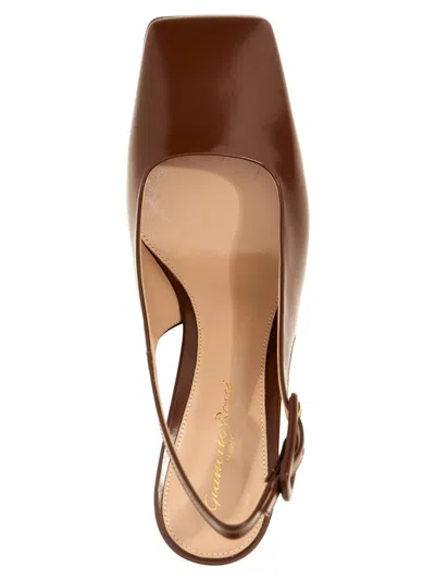 Gianvito Rossi 'ric' Kitten Heel Slingbacks In Brown