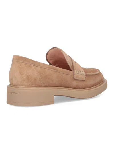 Gianvito Rossi Loafers With Round Toe And Stitched Detailing In Beige
