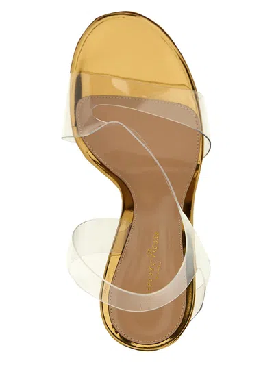 Shop Gianvito Rossi Laminated Leather Pvc Sandals In Gold