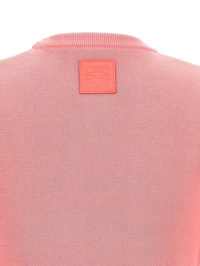Loewe Cropped Knitted Crew-neck Sweater In Pink