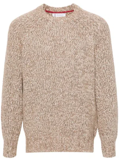 Shop Brunello Cucinelli Wool Crewneck Jumper In Brown